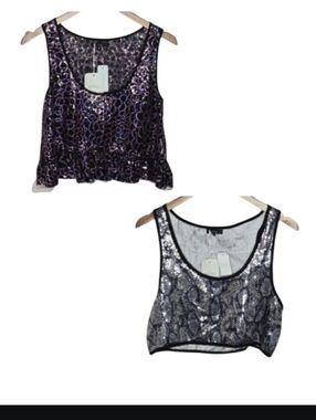 Millau Sequins Cropped Tank Tops Bundle Lot Of 2